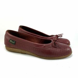 BASS Shoes Womens 5.5 Red Leather Flats Slip-On‎ Loafer Comfort Walking Lounge